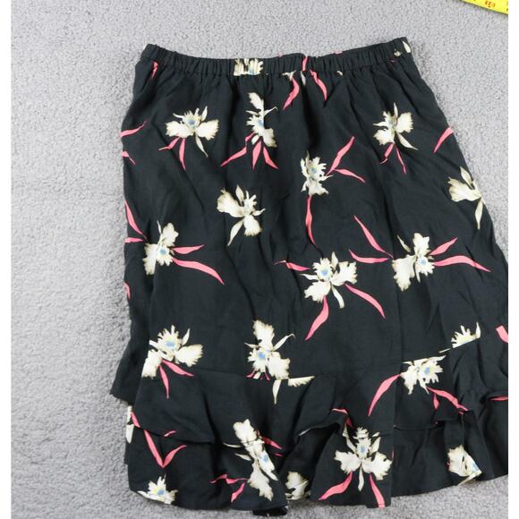 New Jcrew Skirt Xs Black Floral Print Ruffle Pull On - Picture 3 of 8